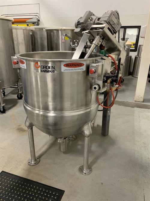 Groen INA/2 100 gallon jacketed stainless steel mixing kettle