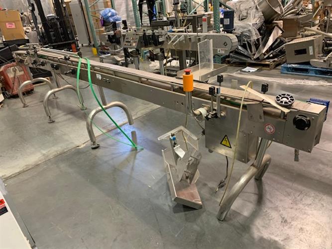 CVC 4" wide x 16-ft long stainless steel flat top chain conveyor