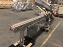Conveyor belt 4.5&quot; wide x 9-ft long with plastic flat top chain conveyor with 31” tall legs with dc motor and 110 volt variable speed controller