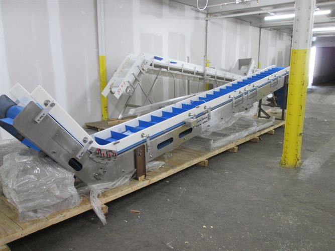 Ohlson 30 ft long SS Inclined Cleated Conveyor