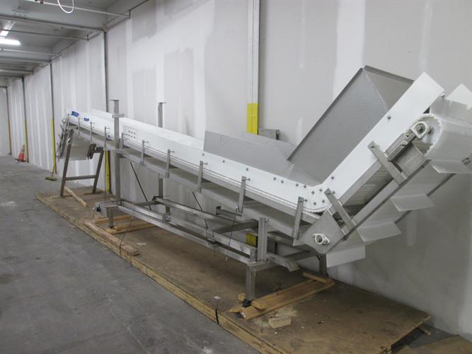 Ohlson 20-ft long SS Inclined Cleated Conveyor
