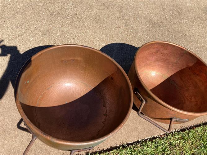 (2) Savage 24" x 16" deep Copper Kettles