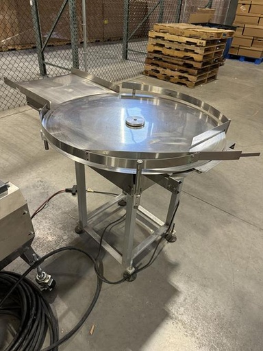 [85037] Pharmafill model TTA36T 36" diameter stainless steel accumulating table