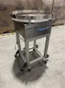 Pharmafill model TTA 24" diameter stainless steel accumulating table