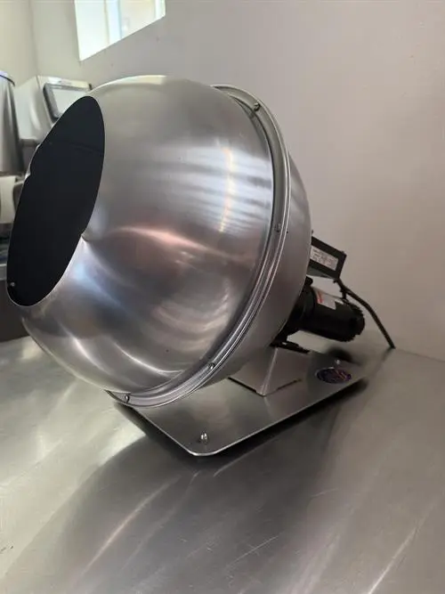 Used National Equipment 16" diameter stainless steel ribbed coating pan