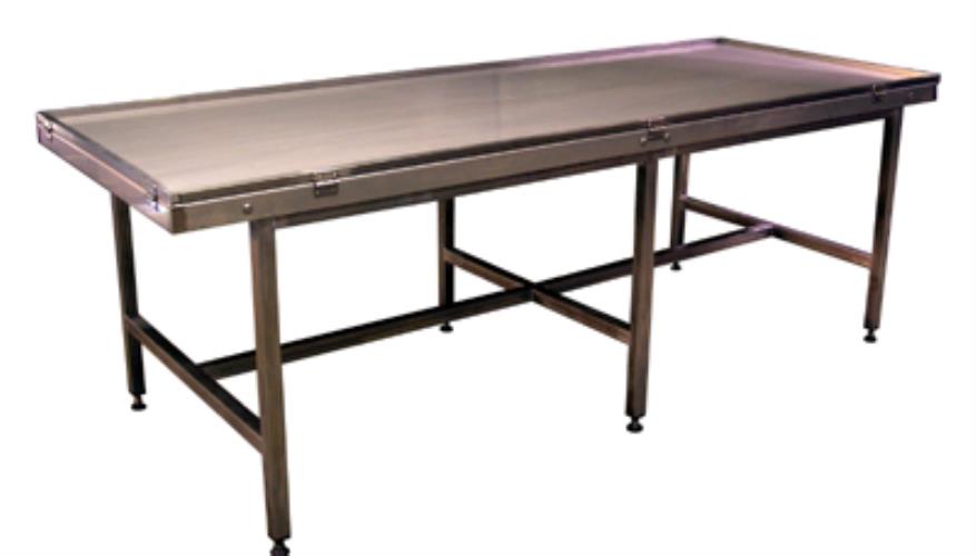 NEW TINSLEY 3-FT X 8-FT STAINLESS STEEL COLD TABLE WITH ONE SET OF 3/4" NON-FIXED BARS