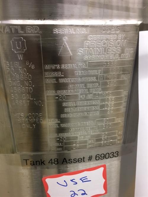 Precision Stainless Steel 30 Gallon Tank