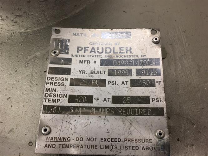 Pfaudler  100 gallon glass lined reactor