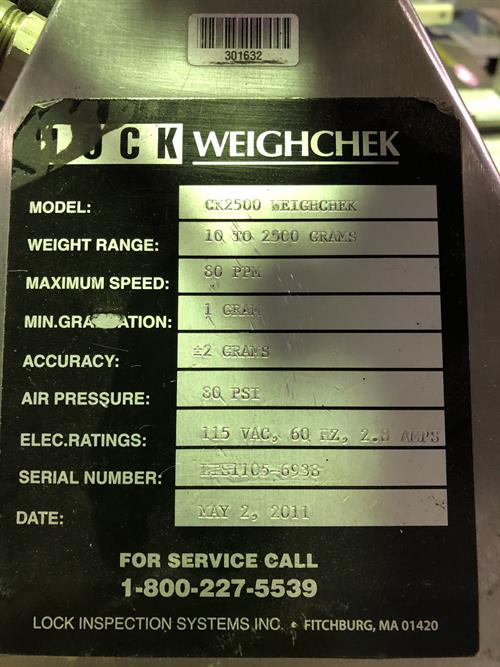 Lock CK2500 Weighchek checkweigher