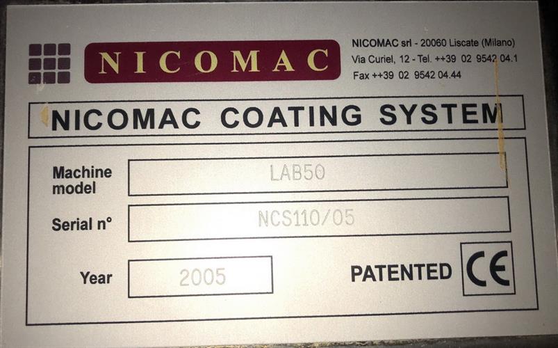  Nicomac Model Lab 50 Coating Pan