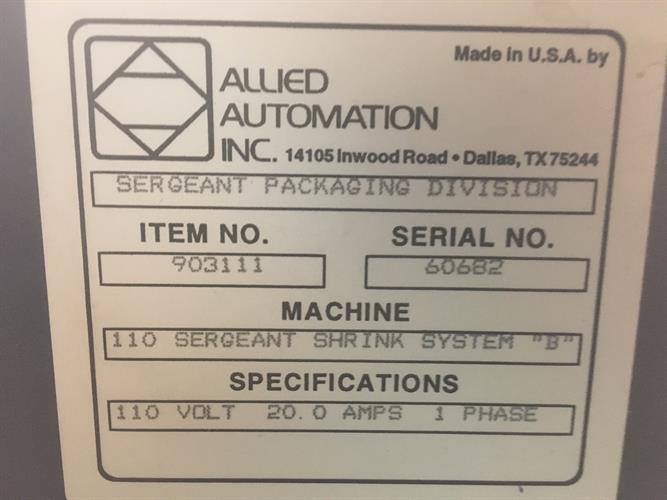 Sergeant L-Bar Sealer with Shrink Tunnel