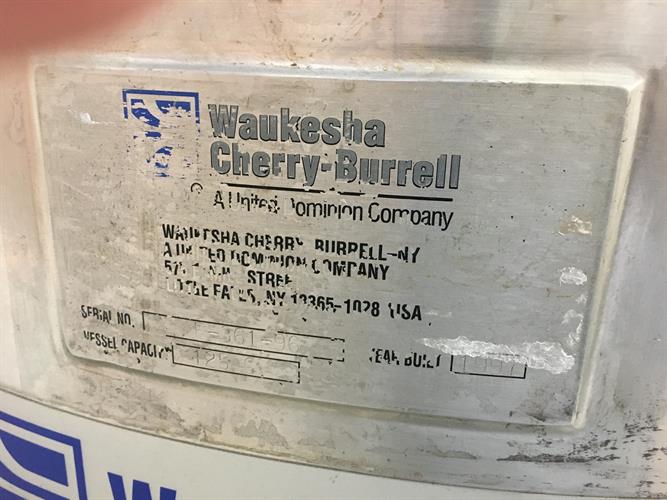 Waukesha Cherry Burrell 125 gallon tank